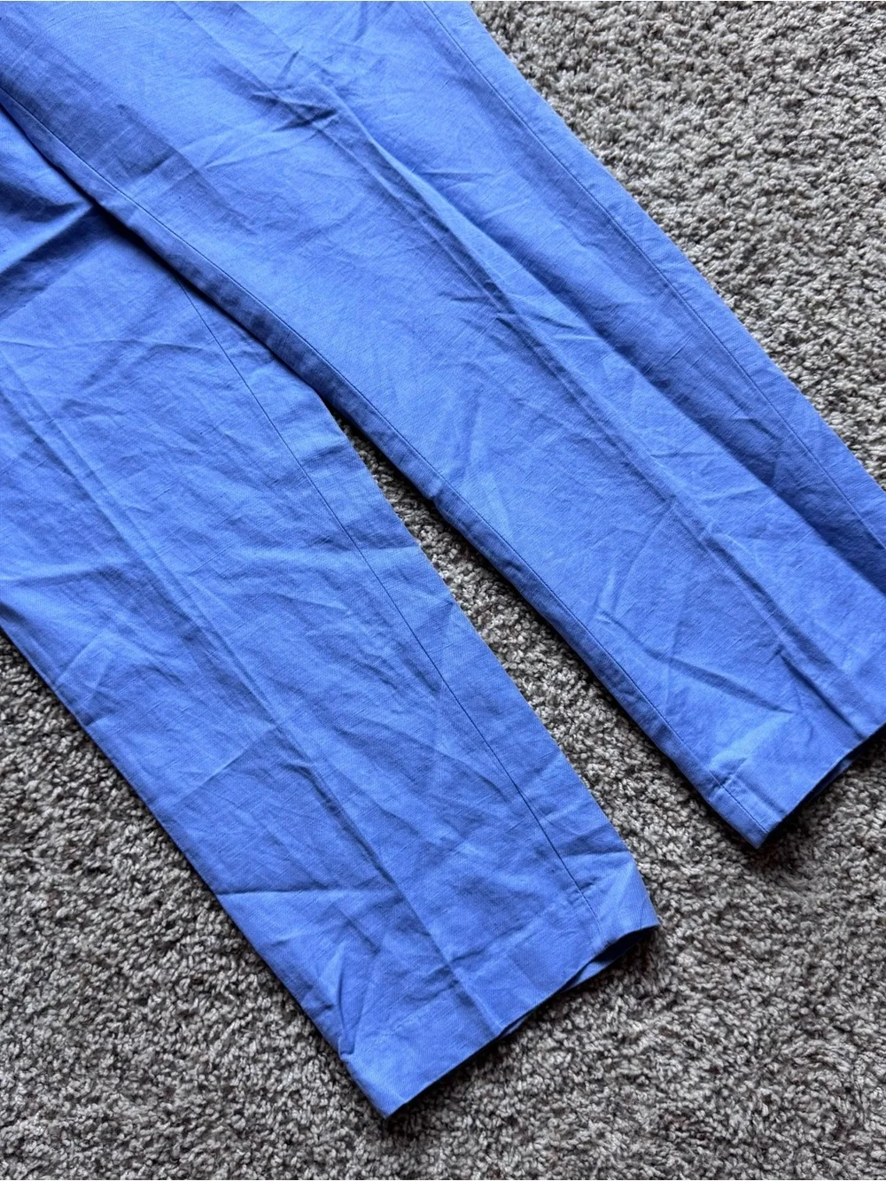 Brooks Brothers Baird McNutt Irish Linen Blue Clark Fit Pants 35W Flat Front